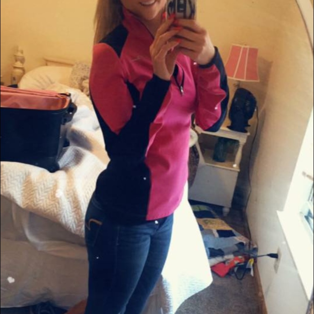 Pink and Blck high end quater zip